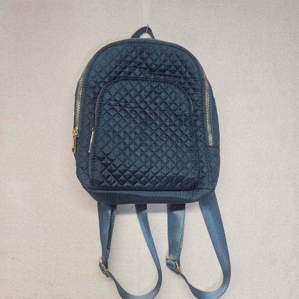 Cynthia Rowley Quilted Mini Backpack Blue Teal Gold Hardware Small Purse